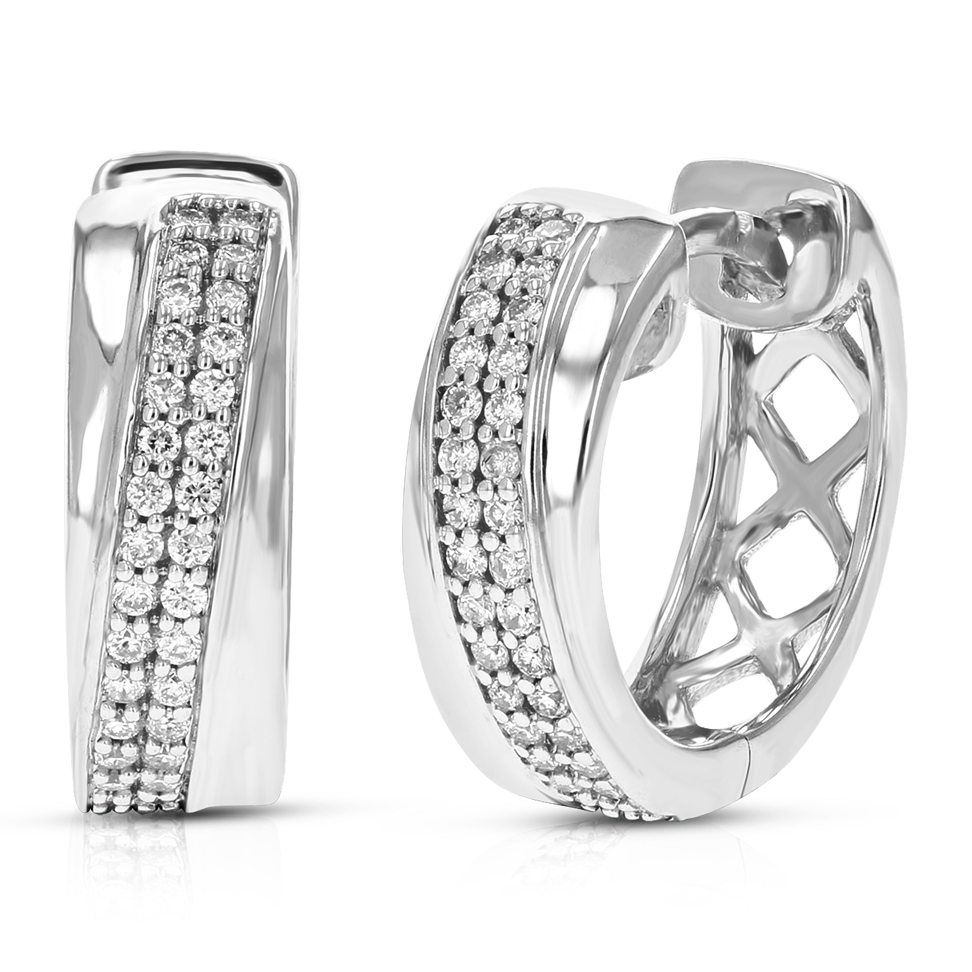 1/4 cttw Diamond Hoop Earrings for Women, Round Lab Grown Diamond Earrings in .925 Sterling Silver, Prong Setting, 2/3 Inch