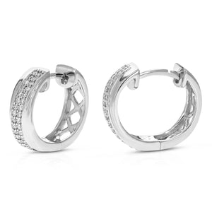 1/4 cttw Diamond Hoop Earrings for Women, Round Lab Grown Diamond Earrings in .925 Sterling Silver, Prong Setting, 2/3 Inch