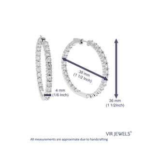 2 cttw Diamond Hoop Earrings for Women, Round Lab Grown Diamond Earrings in .925 Sterling Silver, Prong Setting, 1 1/2 Inch