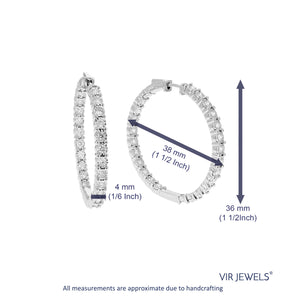 2 cttw Diamond Hoop Earrings for Women, Round Lab Grown Diamond Earrings in .925 Sterling Silver, Prong Setting, 1 1/2 Inch