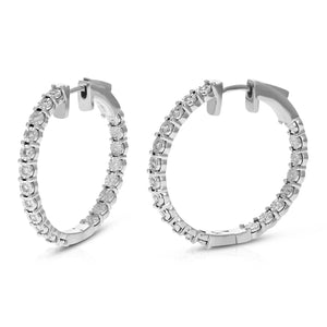 1/4 cttw Diamond Hoop Earrings for Women, Round Lab Grown Diamond Earrings in .925 Sterling Silver, Prong Setting, 1 Inch