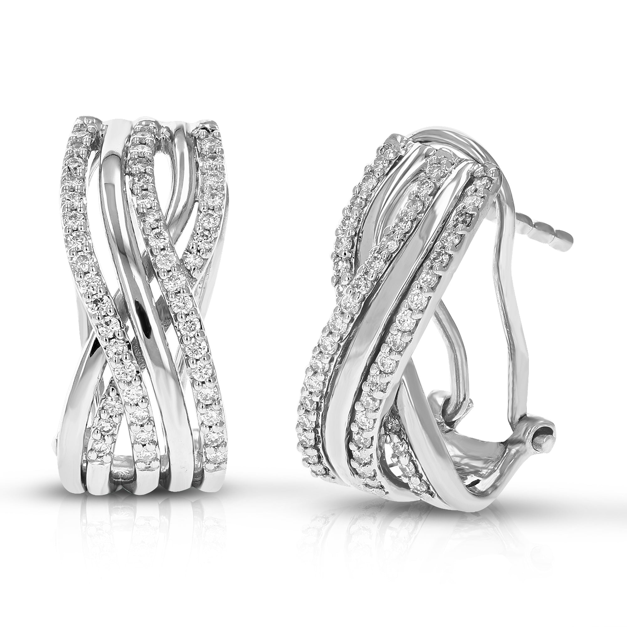 1/3 cttw Diamond Hoop Earrings for Women, Round Lab Grown Diamond Earrings in .925 Sterling Silver, Prong Setting, 2/3 Inch