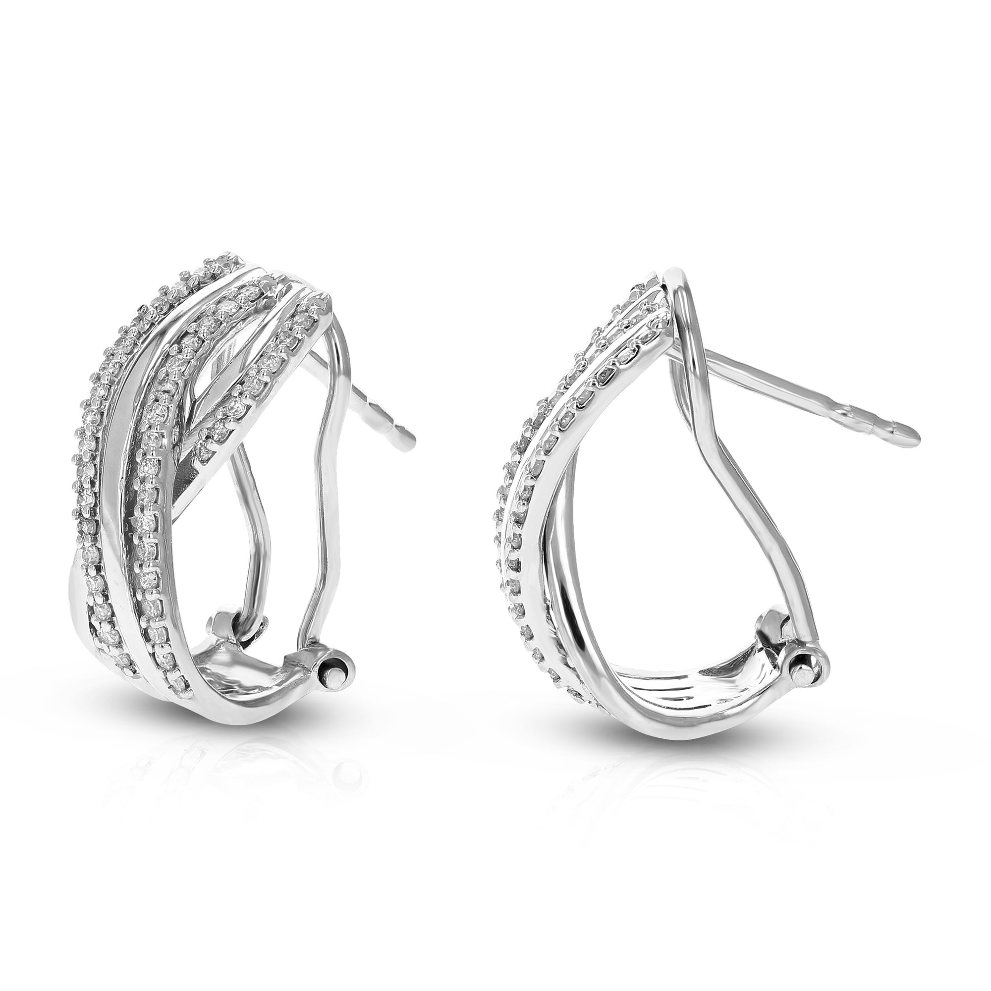 1/3 cttw Diamond Hoop Earrings for Women, Round Lab Grown Diamond Earrings in .925 Sterling Silver, Prong Setting, 2/3 Inch