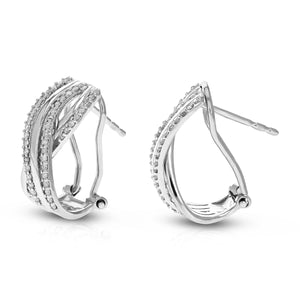 1/3 cttw Diamond Hoop Earrings for Women, Round Lab Grown Diamond Earrings in .925 Sterling Silver, Prong Setting, 2/3 Inch