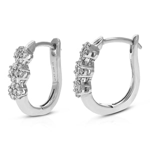 1/4 cttw Diamond Hoop Earrings for Women, Round Lab Grown Diamond Earrings in .925 Sterling Silver, Prong Setting, 1/2 Inch