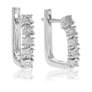 1/10 cttw Diamond Hoop Earrings for Women, Round Lab Grown Diamond Earrings in .925 Sterling Silver, Prong Setting, 1/2 Inch