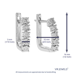 1/10 cttw Diamond Hoop Earrings for Women, Round Lab Grown Diamond Earrings in .925 Sterling Silver, Prong Setting, 1/2 Inch