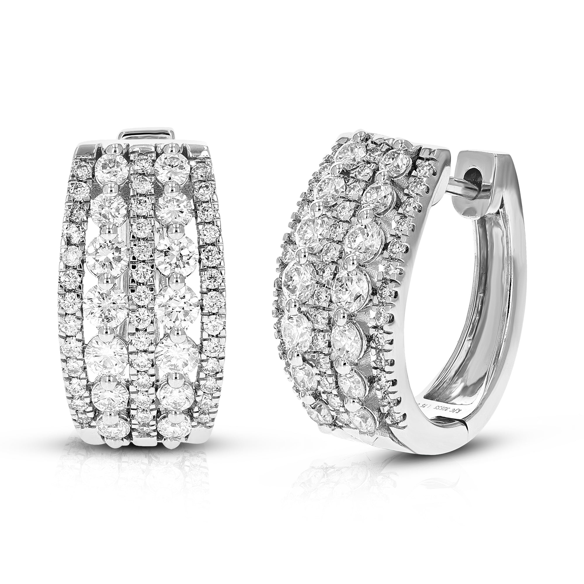 1.75 cttw Diamond Hoop Earrings for Women, Round Lab Grown Diamond Earrings in .925 Sterling Silver, Prong Setting, 2/3 Inch