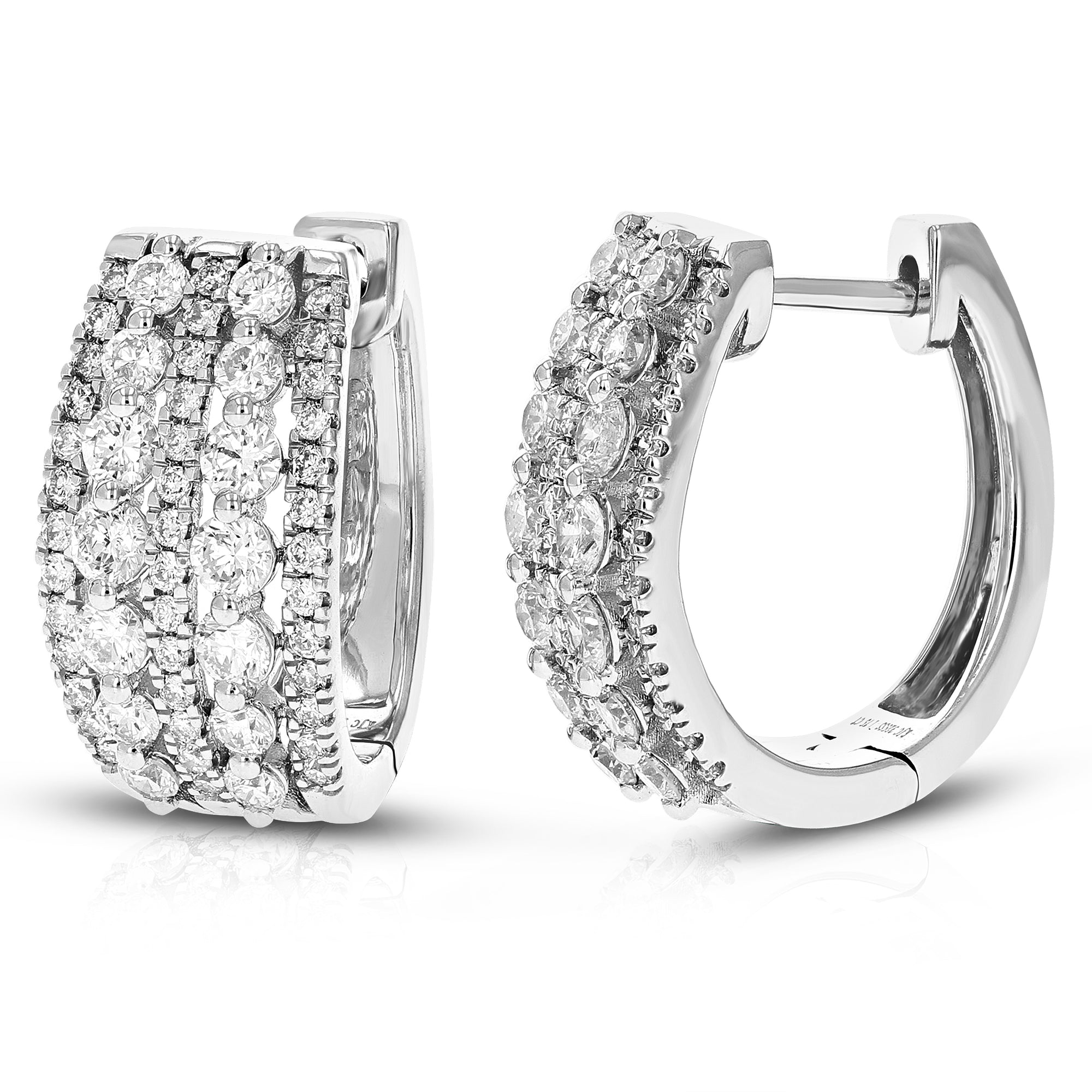 1.75 cttw Diamond Hoop Earrings for Women, Round Lab Grown Diamond Earrings in .925 Sterling Silver, Prong Setting, 2/3 Inch