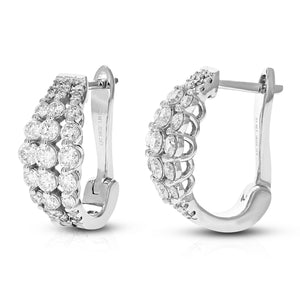 1.50 cttw Diamond Hoop Earrings for Women, Round Lab Grown Diamond Earrings in .925 Sterling Silver, Prong Setting, 2/3 Inch
