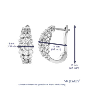 1.50 cttw Diamond Hoop Earrings for Women, Round Lab Grown Diamond Earrings in .925 Sterling Silver, Prong Setting, 2/3 Inch
