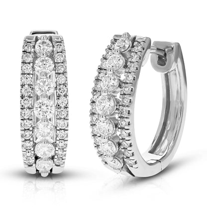 Graduated Triple Row Huggie Earrings