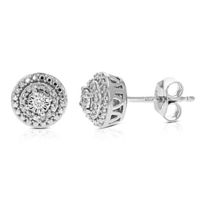 1/10 cttw Stud Earrings for Women, Round Lab Grown Diamond Stud Earrings in .925 Sterling Silver, Prong Setting