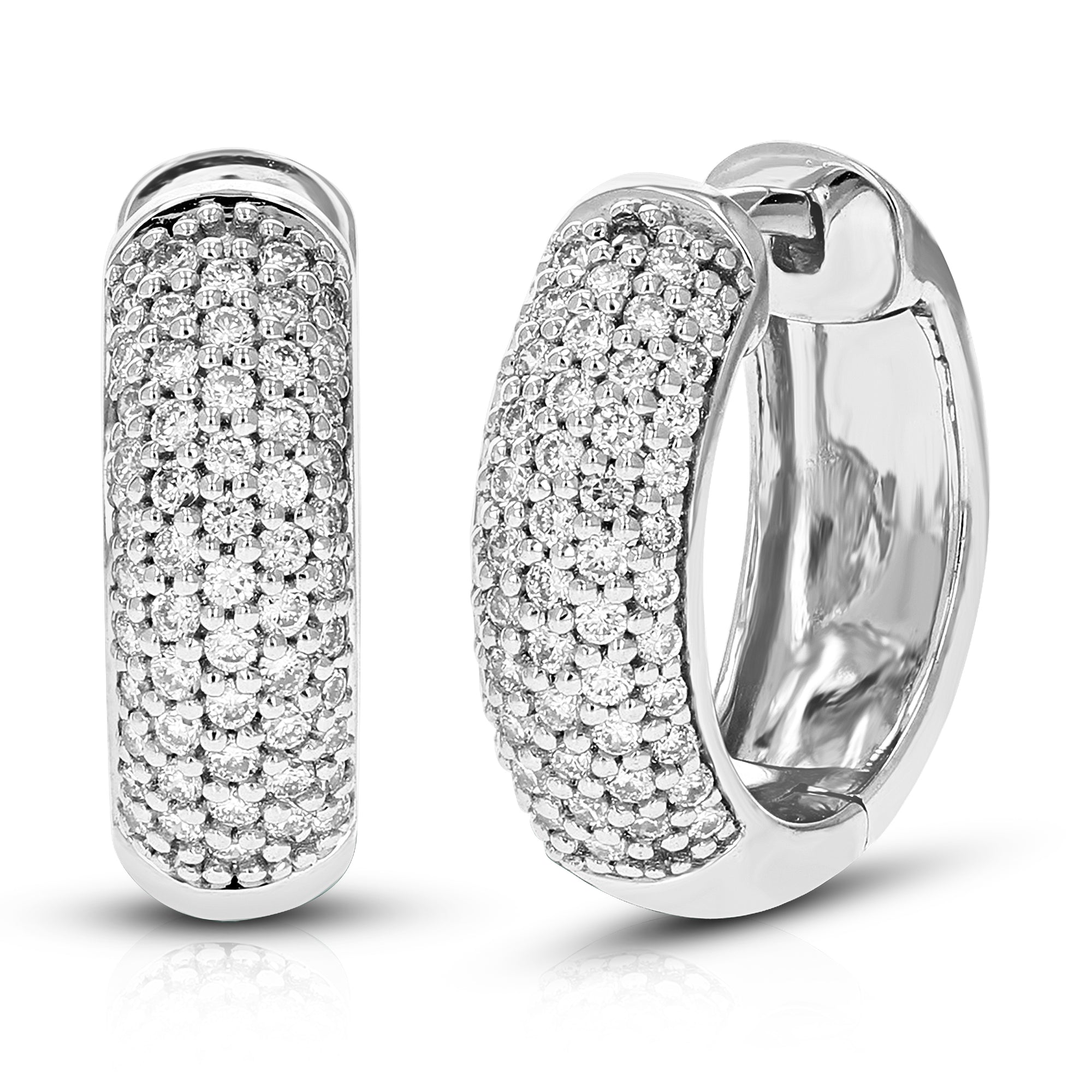 1/2 cttw Diamond Hoop Earrings for Women, Round Lab Grown Diamond Earrings in .925 Sterling Silver, Prong Setting, 1/2 Inch