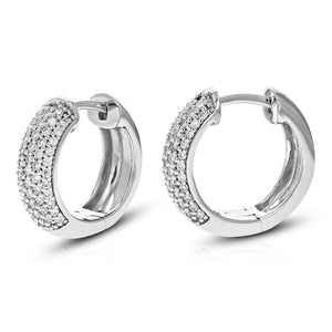1/2 cttw Diamond Hoop Earrings for Women, Round Lab Grown Diamond Earrings in .925 Sterling Silver, Prong Setting, 1/2 Inch