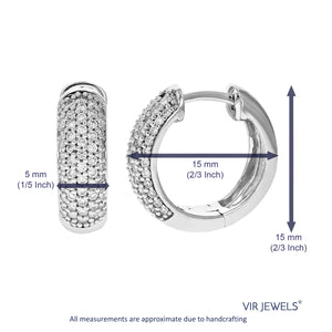 1/2 cttw Diamond Hoop Earrings for Women, Round Lab Grown Diamond Earrings in .925 Sterling Silver, Prong Setting, 1/2 Inch