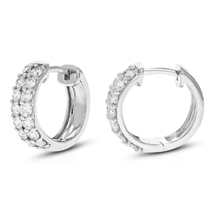 1 cttw Diamond Hoop Earrings for Women, Round Lab Grown Diamond Earrings in .925 Sterling Silver, Prong Setting, 1/2 Inch
