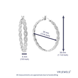 1/2 cttw Diamond Hoop Earrings for Women, Round Lab Grown Diamond Earrings in .925 Sterling Silver, Prong Setting, 1 1/2 Inch
