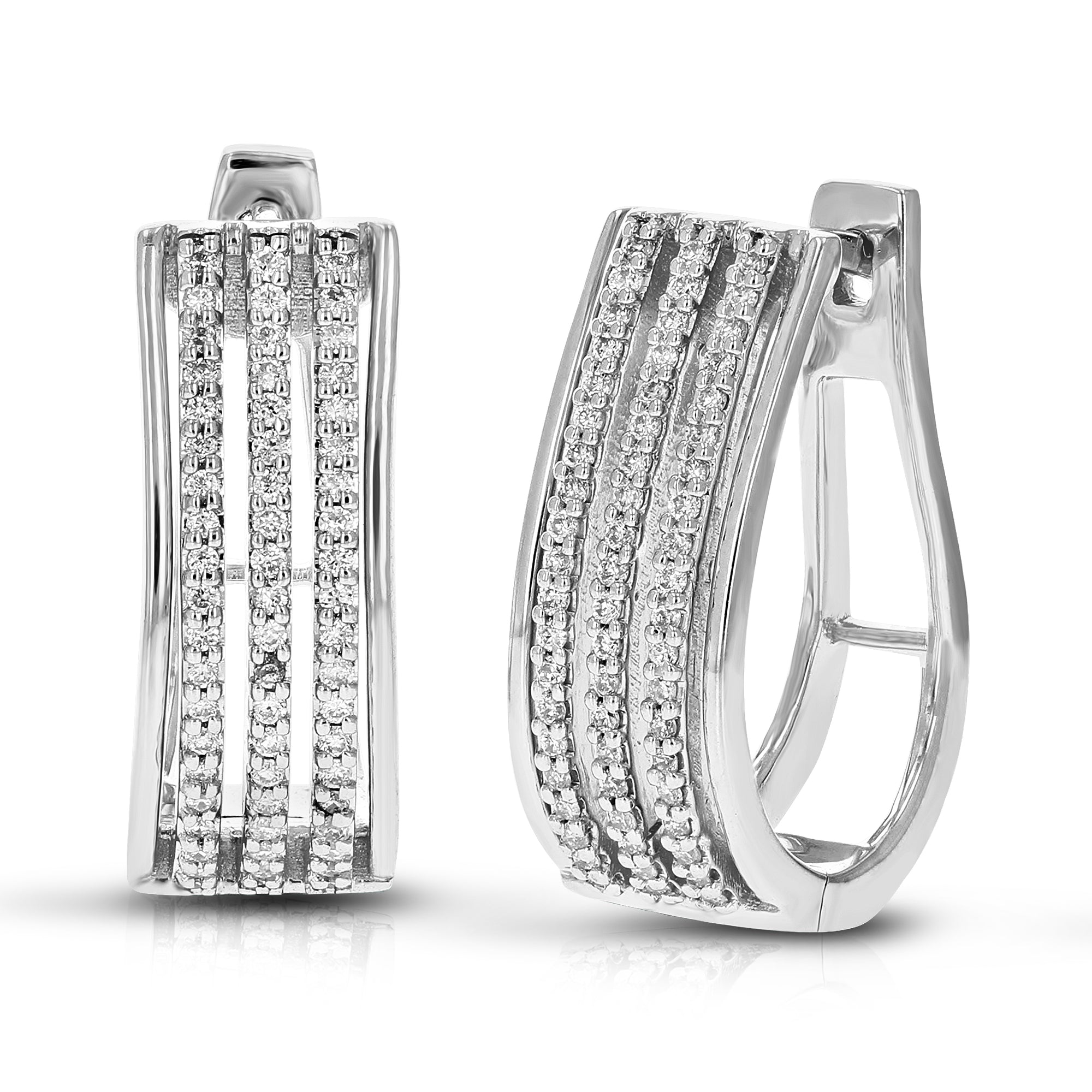 1/3 cttw Diamond Hoop Earrings for Women, Round Lab Grown Diamond Earrings in .925 Sterling Silver, Prong Setting, 3/4 Inch