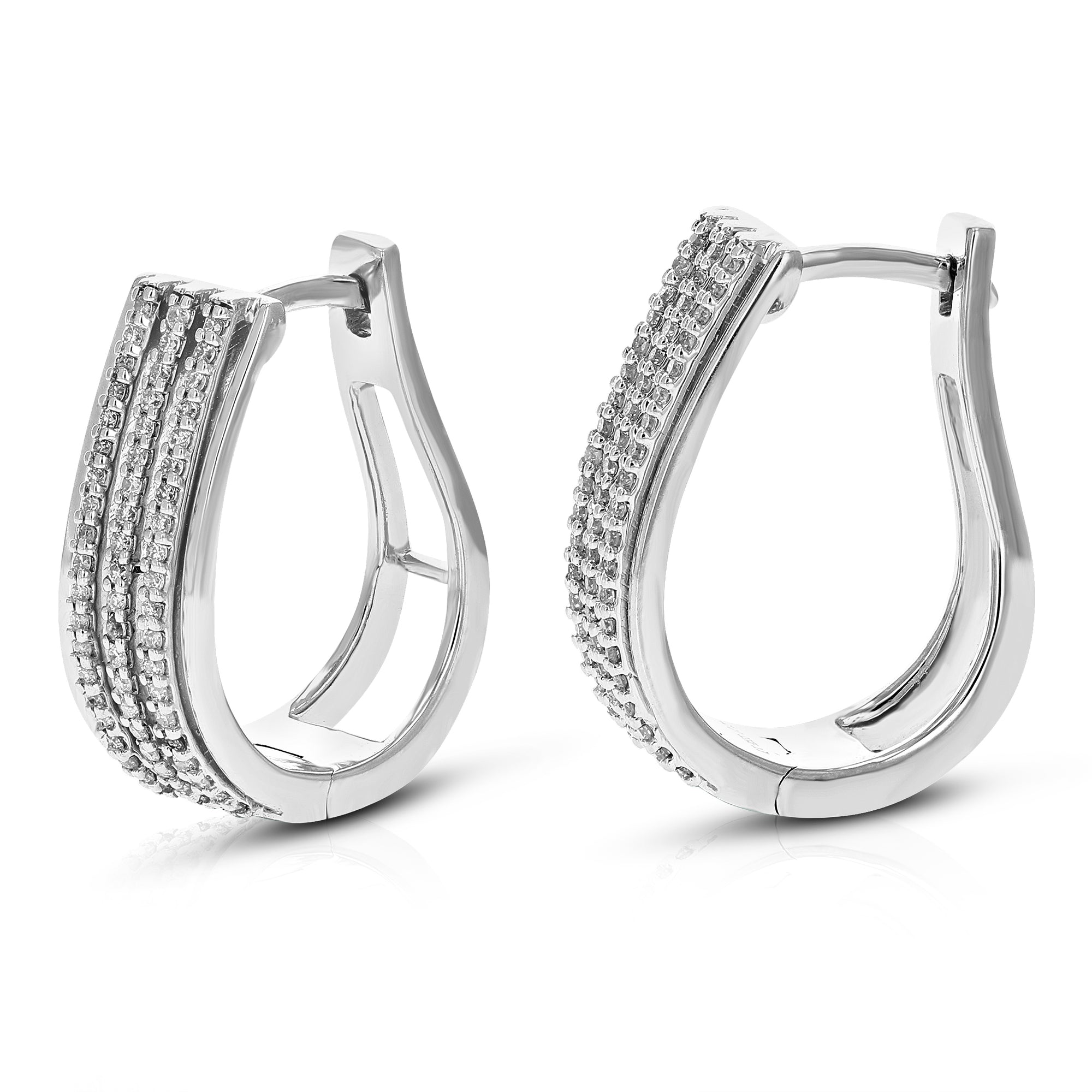 1/3 cttw Diamond Hoop Earrings for Women, Round Lab Grown Diamond Earrings in .925 Sterling Silver, Prong Setting, 3/4 Inch