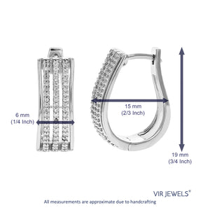 1/3 cttw Diamond Hoop Earrings for Women, Round Lab Grown Diamond Earrings in .925 Sterling Silver, Prong Setting, 3/4 Inch