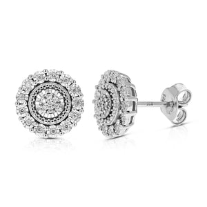 1/10 cttw Stud Earrings for Women, Round Lab Grown Diamond Stud Earrings in .925 Sterling Silver, Prong Setting