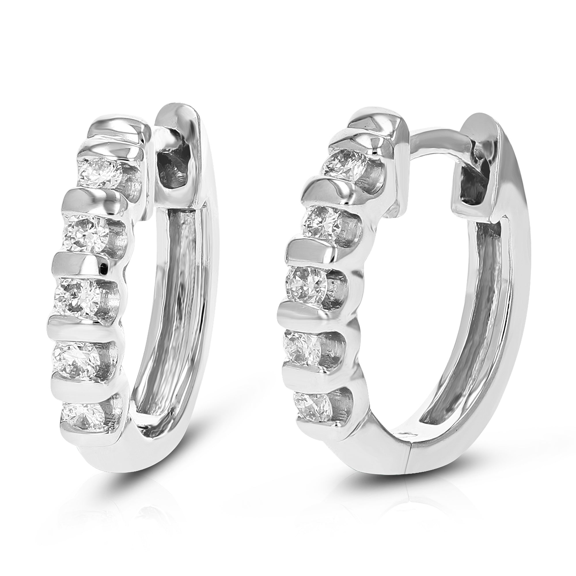 1/4 cttw Diamond Hoop Earrings for Women, Round Lab Grown Diamond Earrings in .925 Sterling Silver, Channel Setting, 1/2 Inch