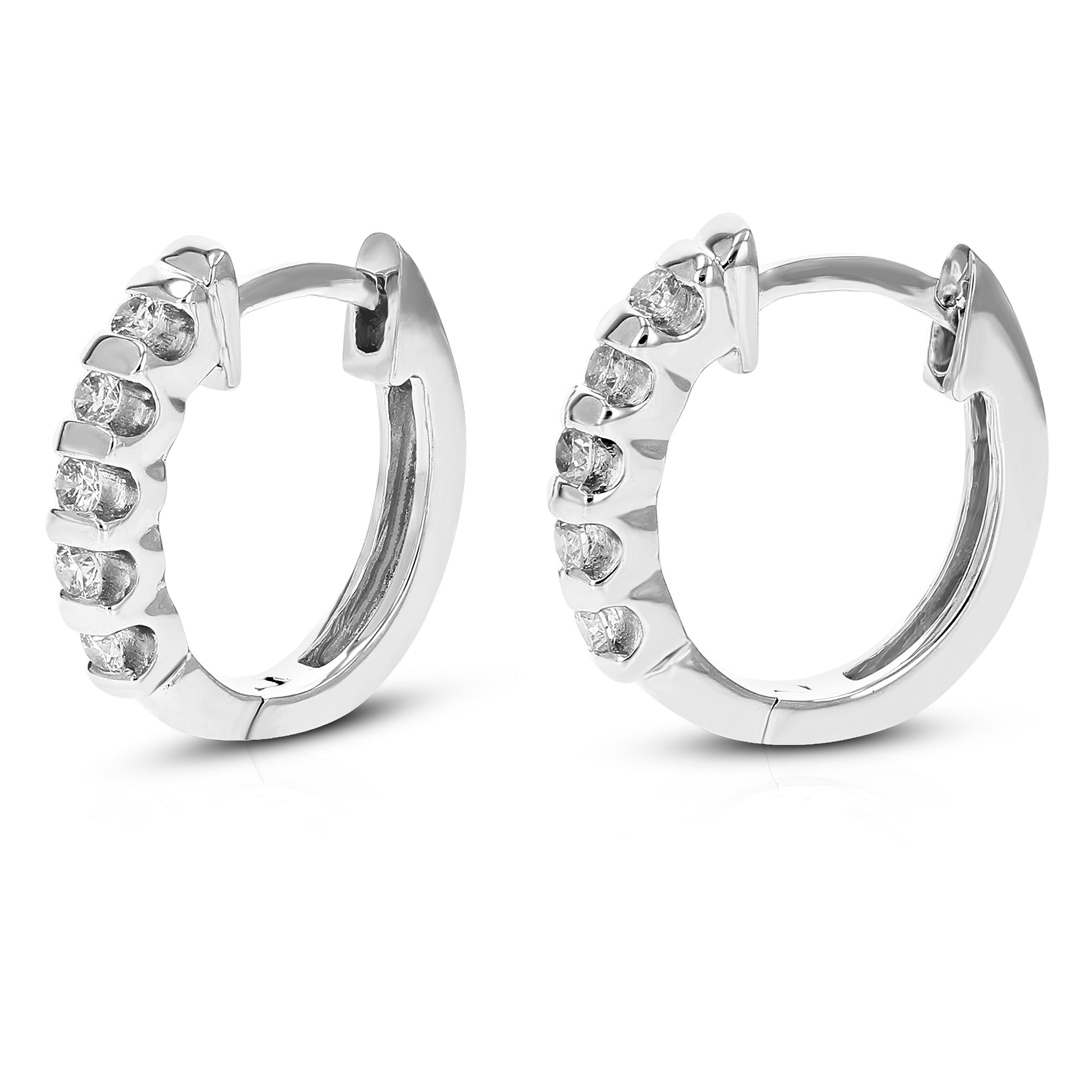 1/4 cttw Diamond Hoop Earrings for Women, Round Lab Grown Diamond Earrings in .925 Sterling Silver, Channel Setting, 1/2 Inch