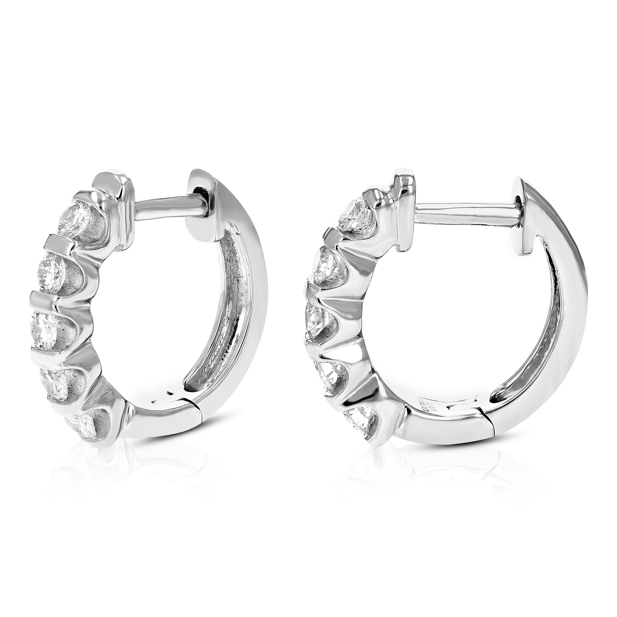 1/2 cttw Diamond Hoop Earrings for Women, Round Lab Grown Diamond Earrings in .925 Sterling Silver, Channel Setting, 2/3 Inch