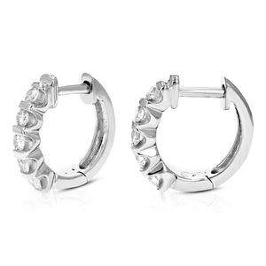 1/2 cttw Diamond Hoop Earrings for Women, Round Lab Grown Diamond Earrings in .925 Sterling Silver, Channel Setting, 2/3 Inch