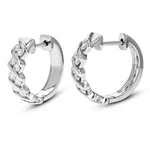 3/4 cttw Diamond Hoop Earrings for Women, Round Lab Grown Diamond Earrings in .925 Sterling Silver, channel Setting, 2/3 Inch