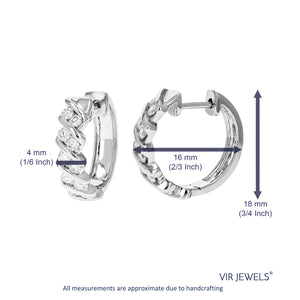 3/4 cttw Diamond Hoop Earrings for Women, Round Lab Grown Diamond Earrings in .925 Sterling Silver, channel Setting, 2/3 Inch