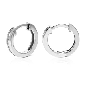 1/10 cttw Round Lab Grown Diamond Hoop Earrings in .925 Sterling Silver Channel Set 2/5 Inch