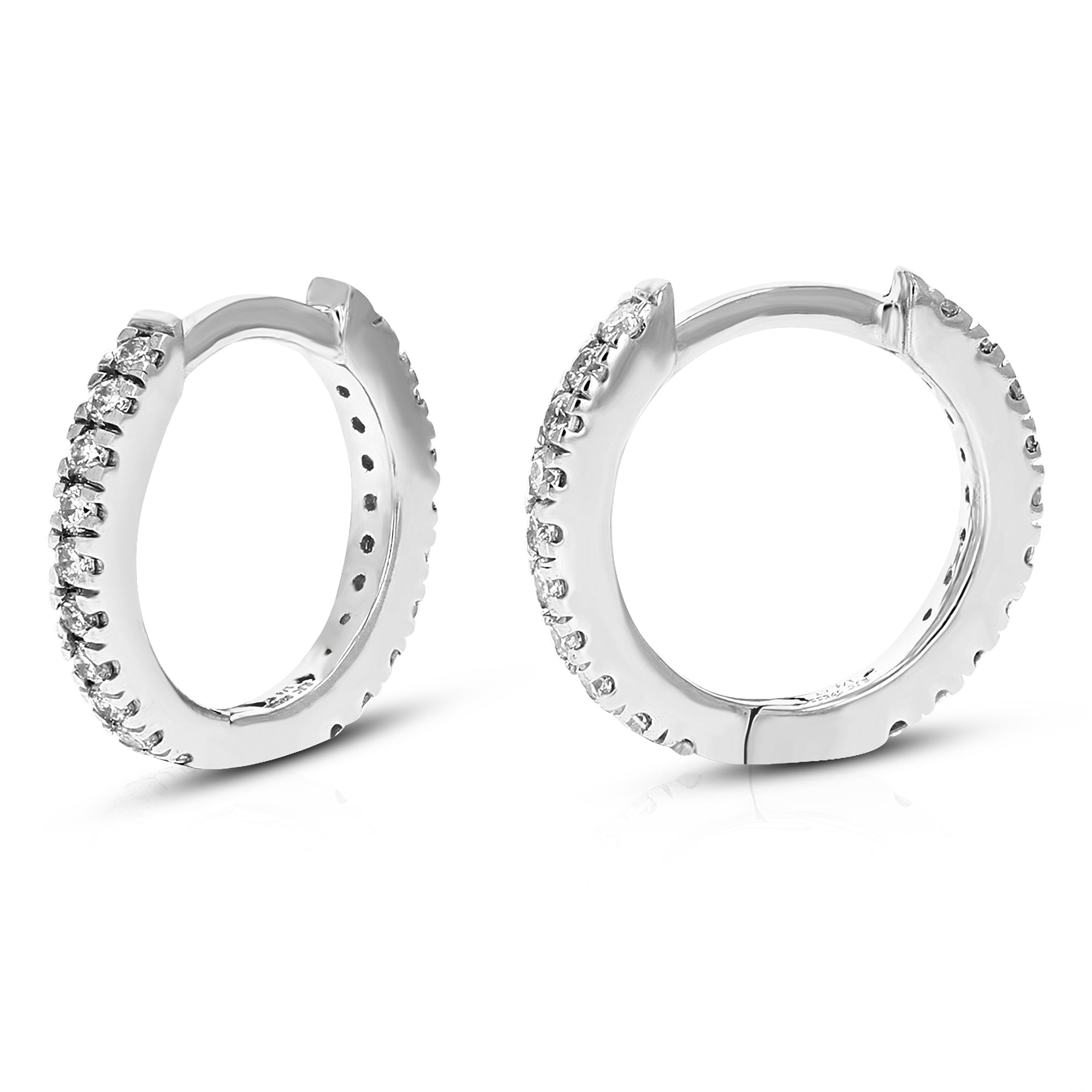 1/4 cttw Diamond Hoop Earrings for Women, Round Lab Grown Diamond Earrings in .925 Sterling Silver, Prong Setting, 2/5 Inch