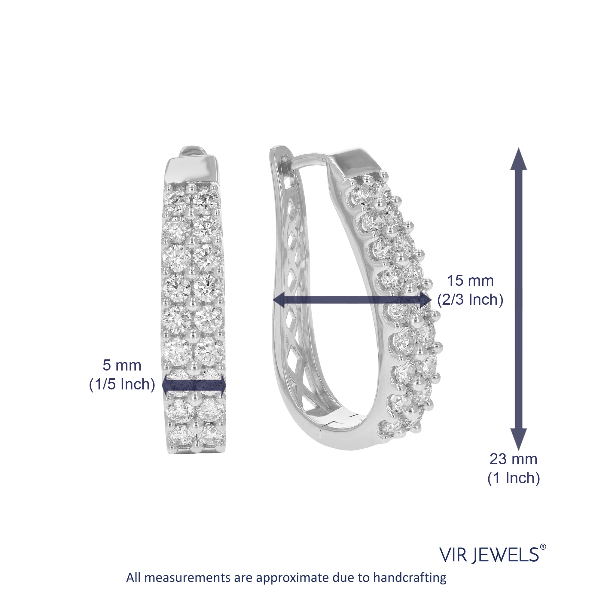 1.50 cttw Diamond Hoop Earrings for Women, Round Lab Grown Diamond Earrings in .925 Sterling Silver, Prong Setting, 1 Inch