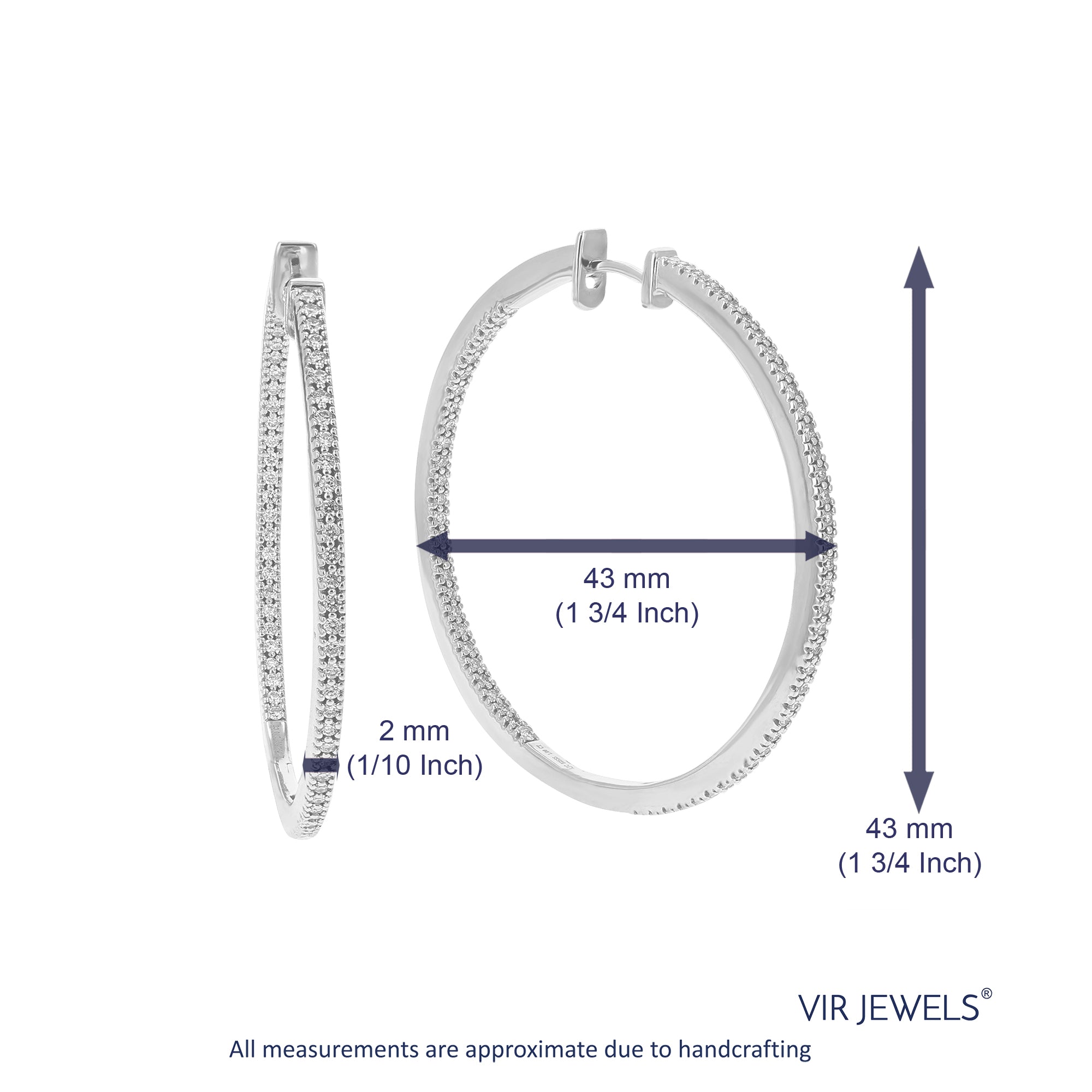 1 cttw Round Cut Lab Grown Diamond Hoop Earrings for Women .925 Sterling Silver Prong Set