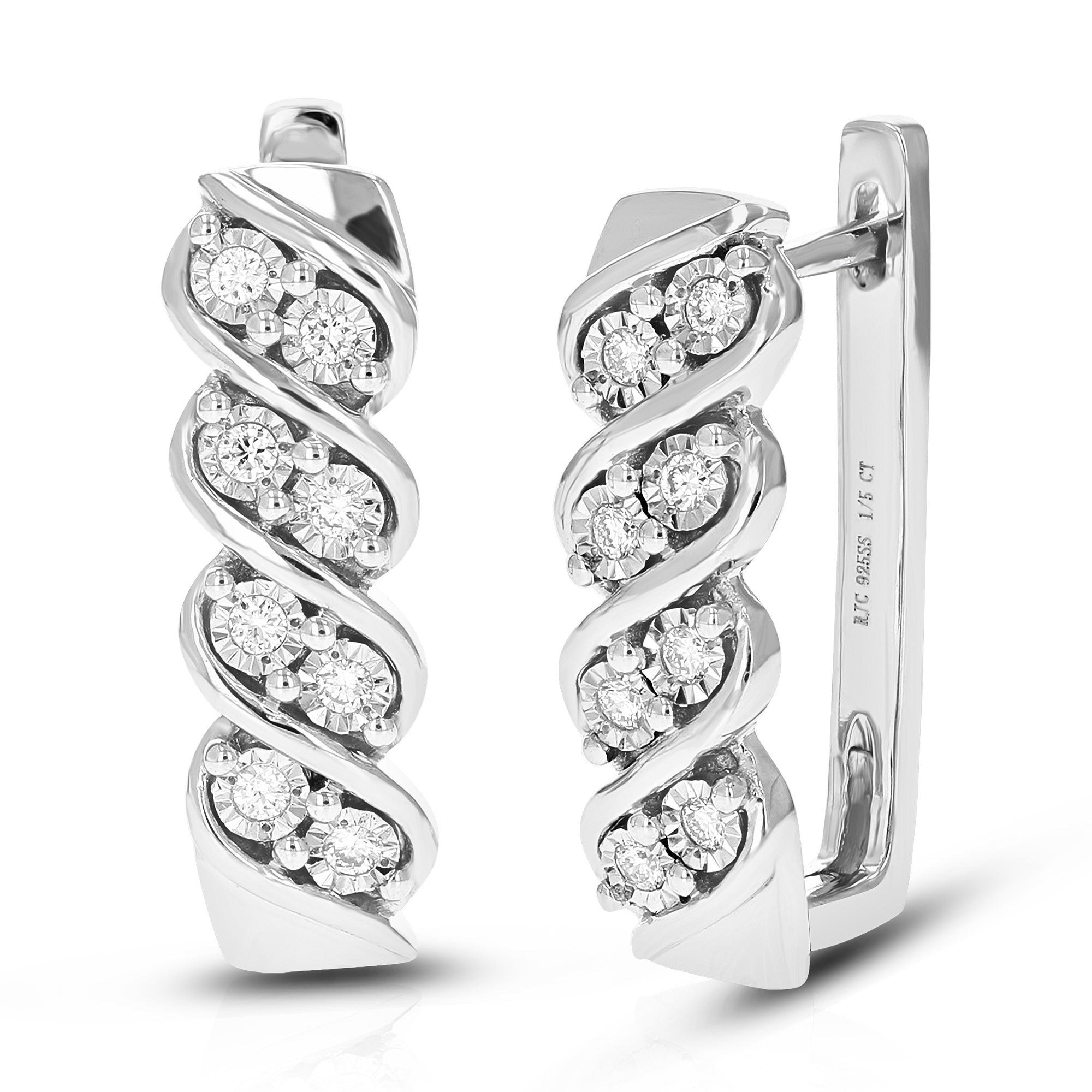 1/5 cttw Diamond Hoop Earrings for Women, Round Lab Grown Diamond Earrings in .925 Sterling Silver, Prong Setting, 3/4 Inch