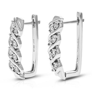 1/5 cttw Diamond Hoop Earrings for Women, Round Lab Grown Diamond Earrings in .925 Sterling Silver, Prong Setting, 3/4 Inch