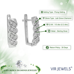 1/5 cttw Diamond Hoop Earrings for Women, Round Lab Grown Diamond Earrings in .925 Sterling Silver, Prong Setting, 3/4 Inch