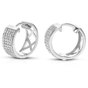 1/2 cttw Diamond Hoop Earrings for Women, Round Lab Grown Diamond Earrings in .925 Sterling Silver, Prong Setting, 1/2 Inch