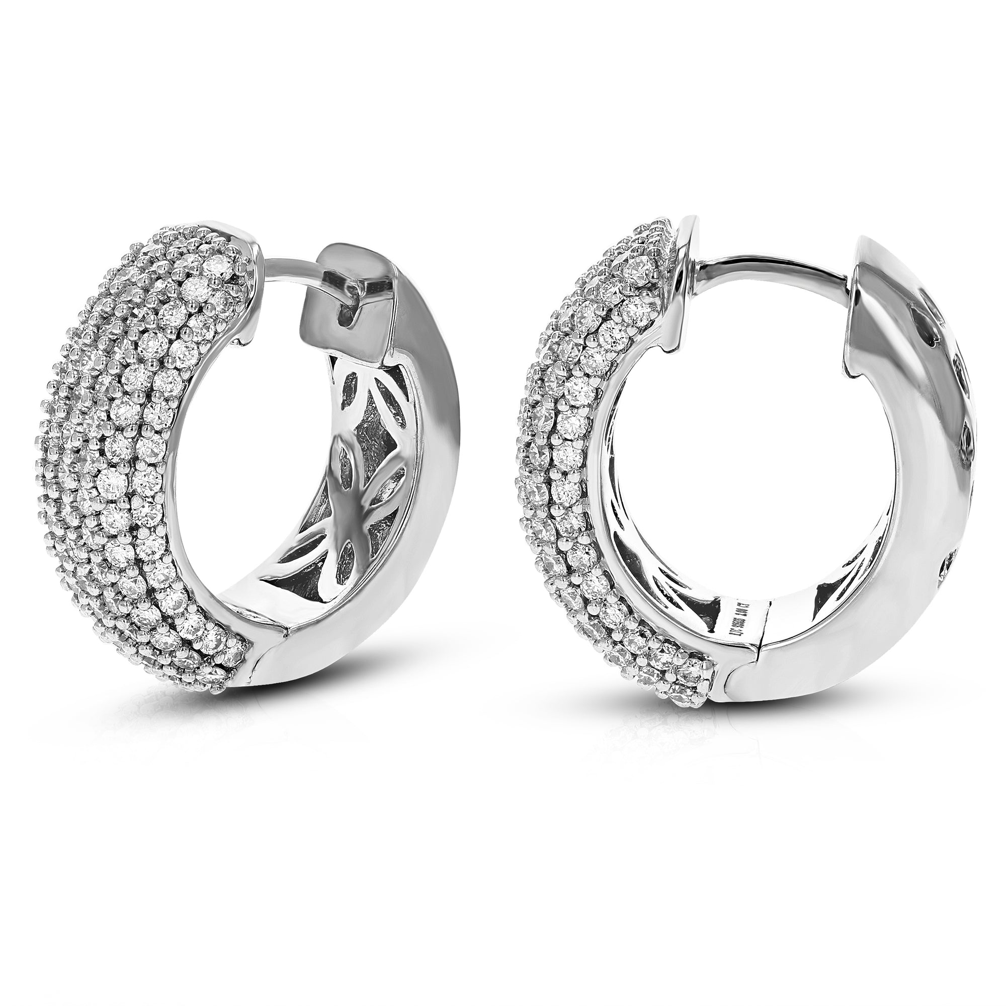2 cttw Diamond Hoop Earrings for Women, Round Lab Grown Diamond Earrings in .925 Sterling Silver, Prong Setting, 3/4 Inch