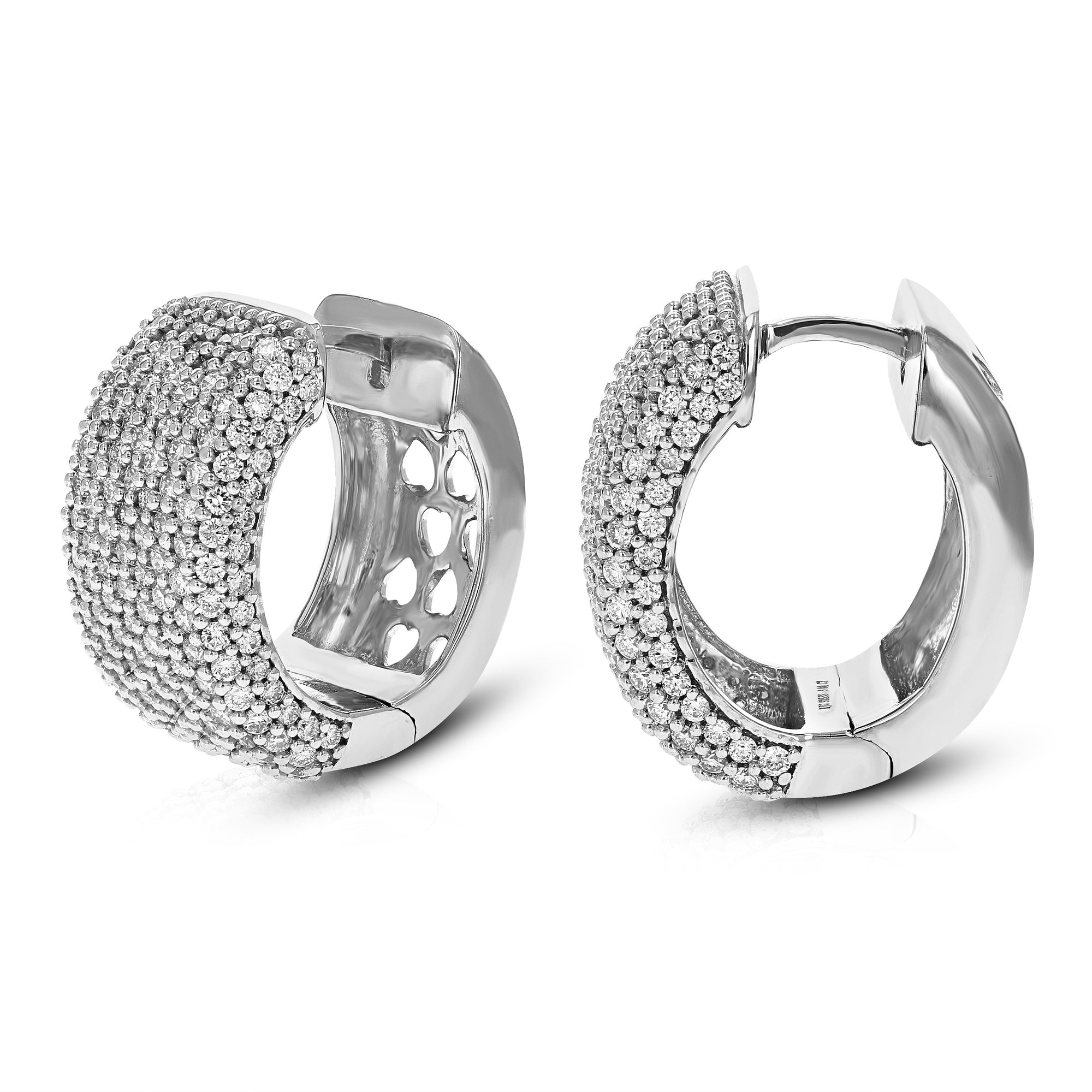 3 cttw Diamond Hoop Earrings for Women, Round Lab Grown Diamond Earrings in .925 Sterling Silver, Prong Setting, 3/4 Inch