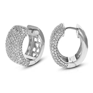 3 cttw Diamond Hoop Earrings for Women, Round Lab Grown Diamond Earrings in .925 Sterling Silver, Prong Setting, 3/4 Inch