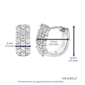 1 cttw Diamond Hoop Earrings for Women, Round Lab Grown Diamond Earrings in .925 Sterling Silver, Prong Setting, 2/3 Inch