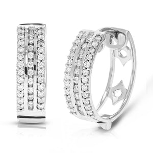 1/4 cttw Diamond Hoop Earrings for Women, Round Lab Grown Diamond Earrings in .925 Sterling Silver, Prong Setting, 2/3 Inch