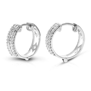 1/4 cttw Diamond Hoop Earrings for Women, Round Lab Grown Diamond Earrings in .925 Sterling Silver, Prong Setting, 2/3 Inch