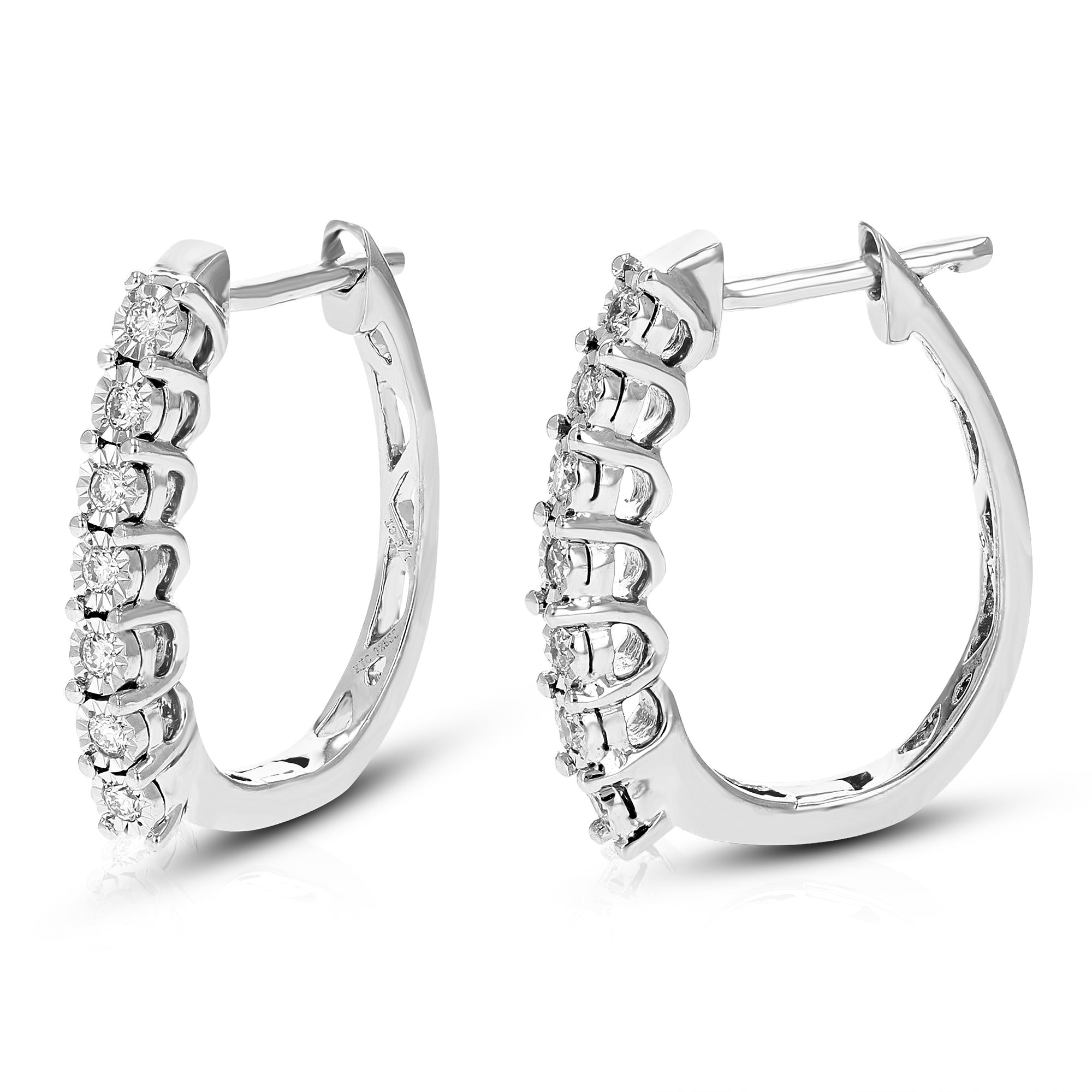 1/5 cttw Diamond Hoop Earrings for Women, Round Lab Grown Diamond Earrings in .925 Sterling Silver, Prong Set, 2/3 Inch