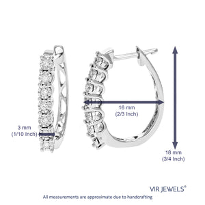 1/5 cttw Diamond Hoop Earrings for Women, Round Lab Grown Diamond Earrings in .925 Sterling Silver, Prong Set, 2/3 Inch