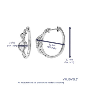 1/2 cttw Diamond Hoop Earrings for Women, Round Lab Grown Diamond Earrings in .925 Sterling Silver, Prong Setting, 1 Inch