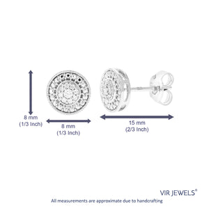 1/10 cttw Stud Earrings for Women, Round Lab Grown Diamond Stud Earrings in .925 Sterling Silver, Prong Setting